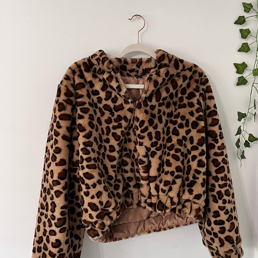 Fuzzy Cheetah Print Jacket